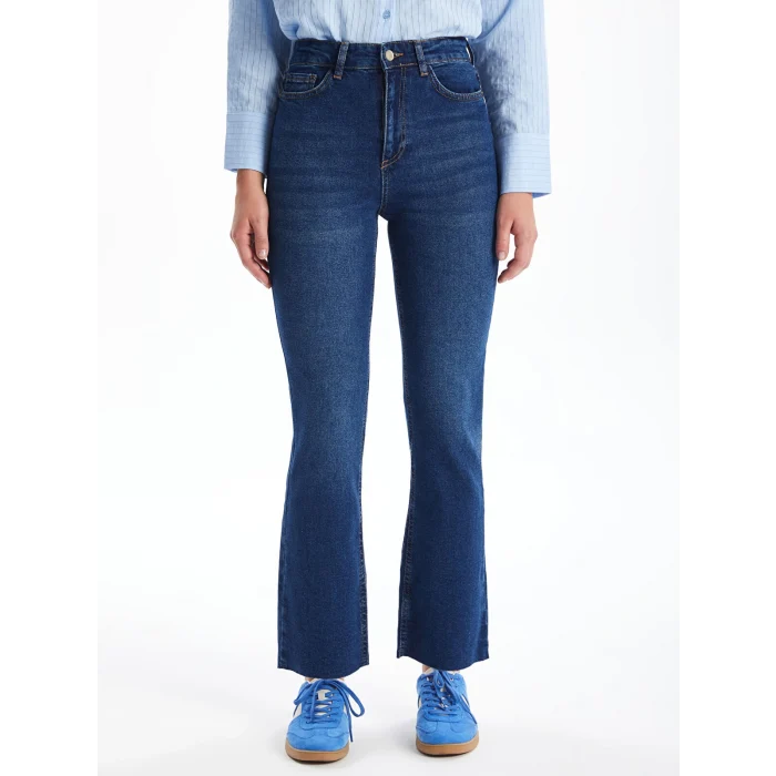 LCW Jeans Indigo Crop Flare Kadın Jean Pantolon