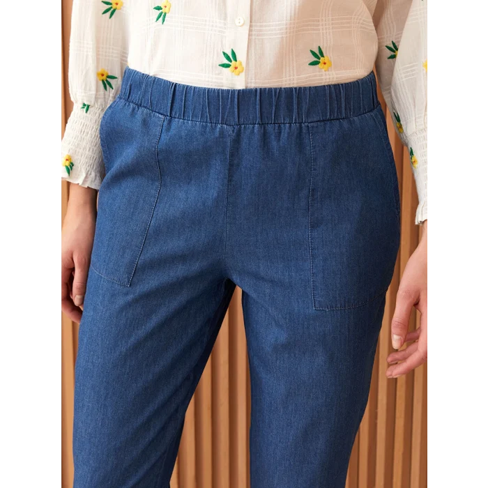 LCW Modest İNDİGO Kadın Slouchy Düz Jean Pantolon