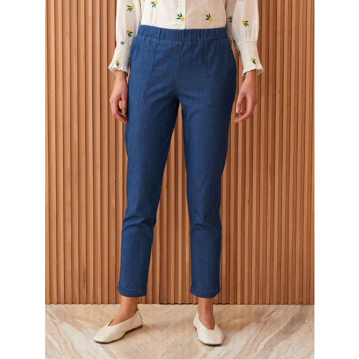 LCW Modest İNDİGO Kadın Slouchy Düz Jean Pantolon