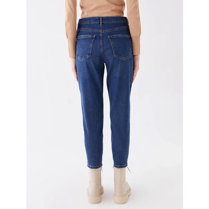 LCW Jeans İNDİGO Yüksek Bel Mom Fit Kadın Jean Pantolon