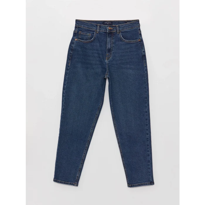 LCW Jeans İNDİGO Yüksek Bel Mom Fit Kadın Jean Pantolon