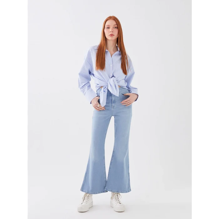 LCW Jeans İNDİGO Yüksek Bel Mars Flare Kadın Jean Pantolon