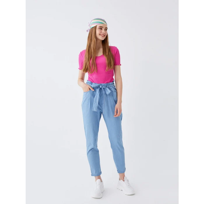 LCW Jeans İNDİGO Beli Lastikli Paperbag Kadın Jean Pantolon