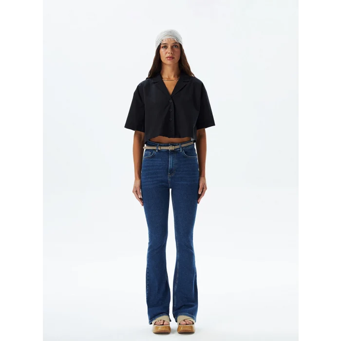 XSIDE MAVİ Yüksek Bel Mars Flare Kadın Jean Pantolon