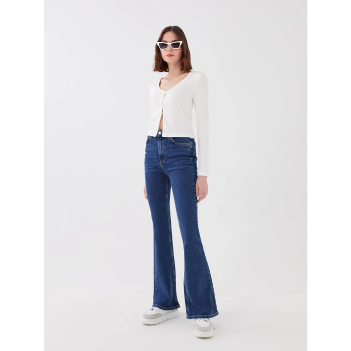 XSIDE MAVİ Yüksek Bel Mars Flare Kadın Jean Pantolon