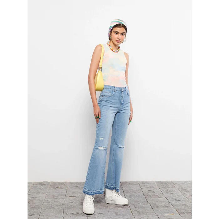 LCW Jeans İNDİGO Yüksek Bel Mars Flare Kadın Jean Pantolon