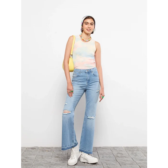 LCW Jeans İNDİGO Yüksek Bel Mars Flare Kadın Jean Pantolon
