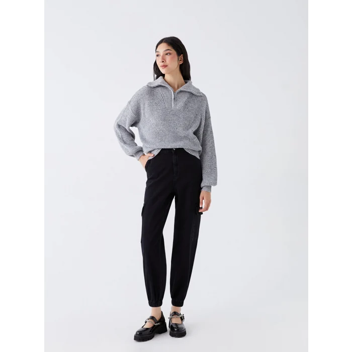 LCW Jeans SİYAH Yüksek Bel Jogger Kadın Jean Pantolon