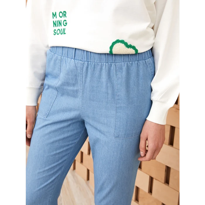 LCW Modest İNDİGO Kadın Slouchy Düz Jean Pantolon