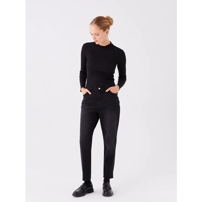 LCW Modest SİYAH Straight Fit Kadın Jean Pantolon