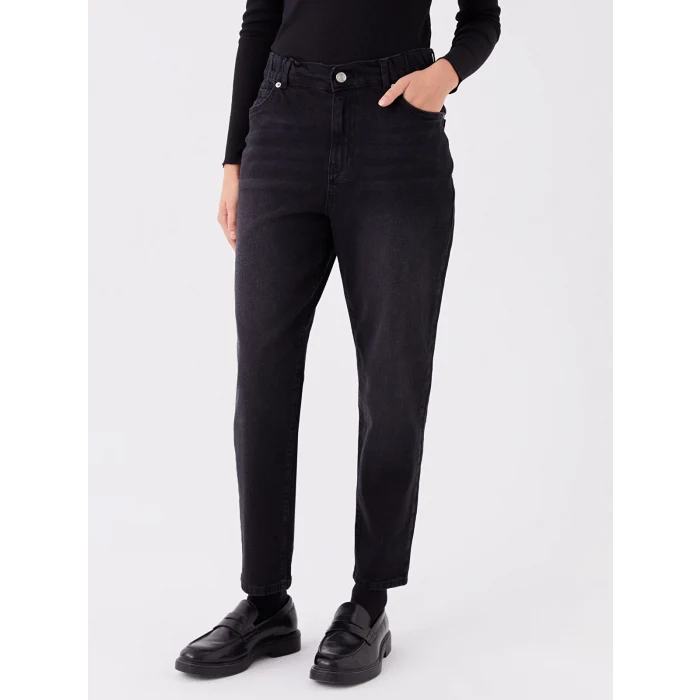 LCW Modest SİYAH Straight Fit Kadın Jean Pantolon
