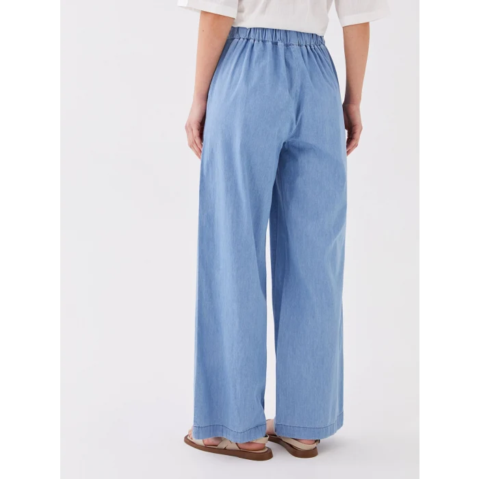 LCWAIKIKI Classic İNDİGO Beli Lastikli Wideleg Kadın Jean Pantolon