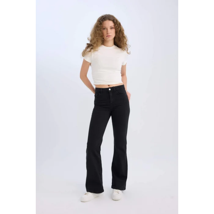 Defacto E4626 Siyah Mia Yüksek Bel Uzun Jean Pantolon