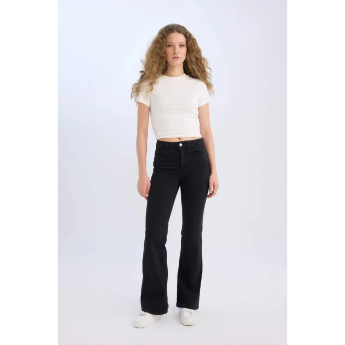 Defacto E4626 Siyah Mia Yüksek Bel Uzun Jean Pantolon