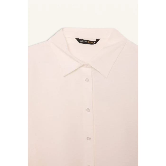 Defacto C3819 Beyaz Regular Fit Basic Düz Uzun Kollu Gömlek