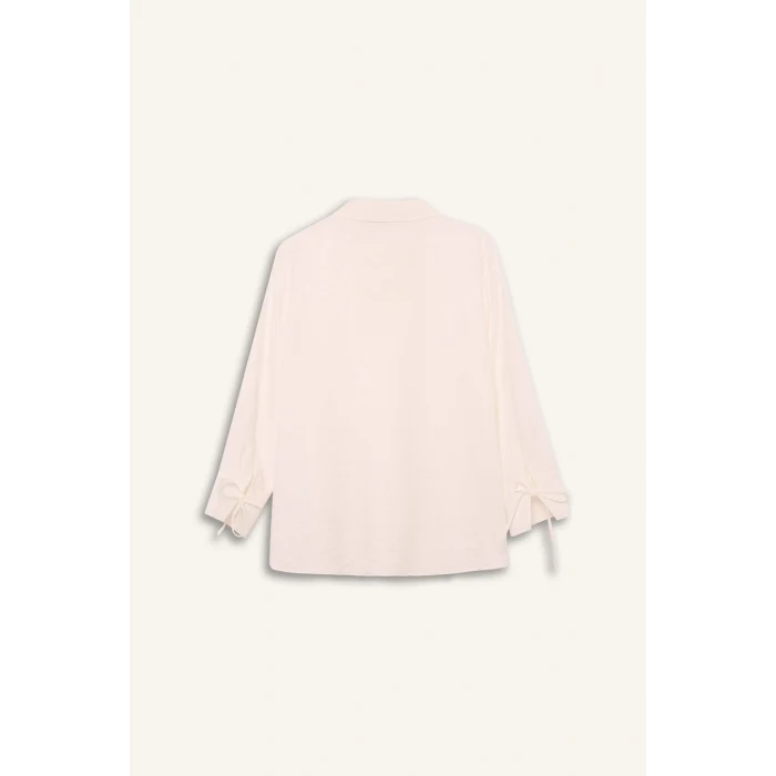 Defacto C3819 Beyaz Regular Fit Basic Düz Uzun Kollu Gömlek