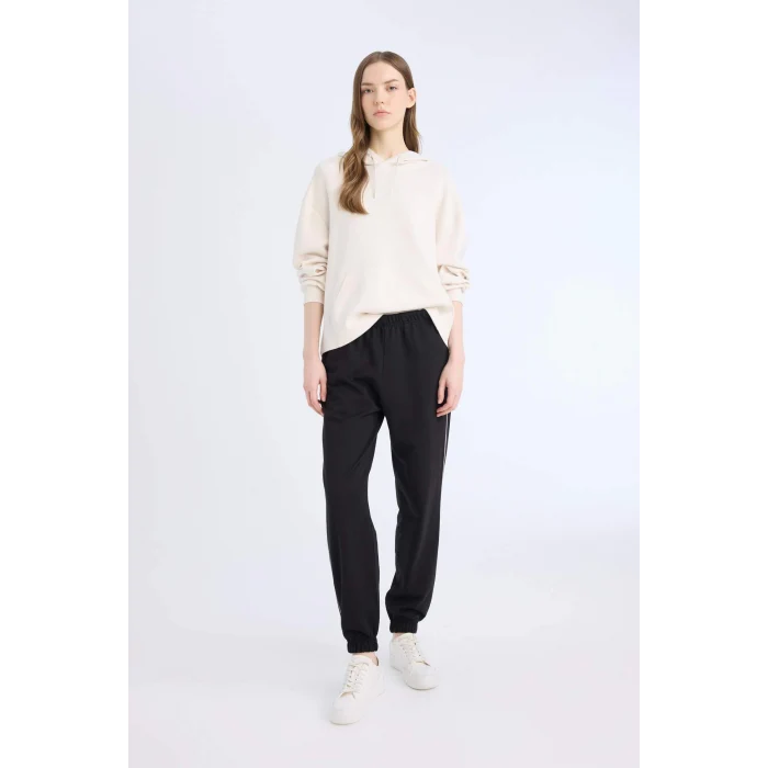 Defacto E5976 Siyah Siyah Jogger Eşofman Altı Cepli Esnek Belli Bağcıklı Dar Paça Uzun Boy