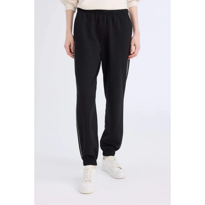 Defacto E5976 Siyah Siyah Jogger Eşofman Altı Cepli Esnek Belli Bağcıklı Dar Paça Uzun Boy