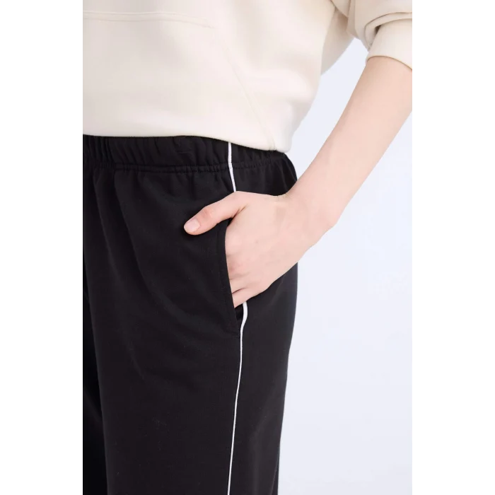 Defacto E5976 Siyah Siyah Jogger Eşofman Altı Cepli Esnek Belli Bağcıklı Dar Paça Uzun Boy