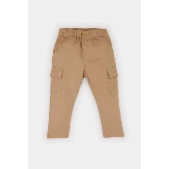 Defacto D9596 Haki Erkek Bebek 2li Takım Uzun Kollu Gömlek Beli Lastikli Kargo Cepli Pantolon