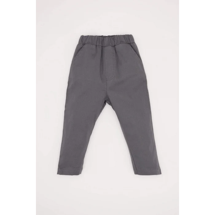 Defacto E0322 Gri Erkek Bebek 2li Takım Kareli Uzun Kollu Gömlek Beli Lastikli Pantolon
