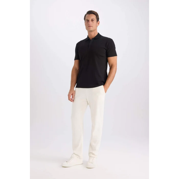 Defacto M6609 Siyah Slim Fit Dar Kesim Basic Düz Kısa Kollu Polo Tişört