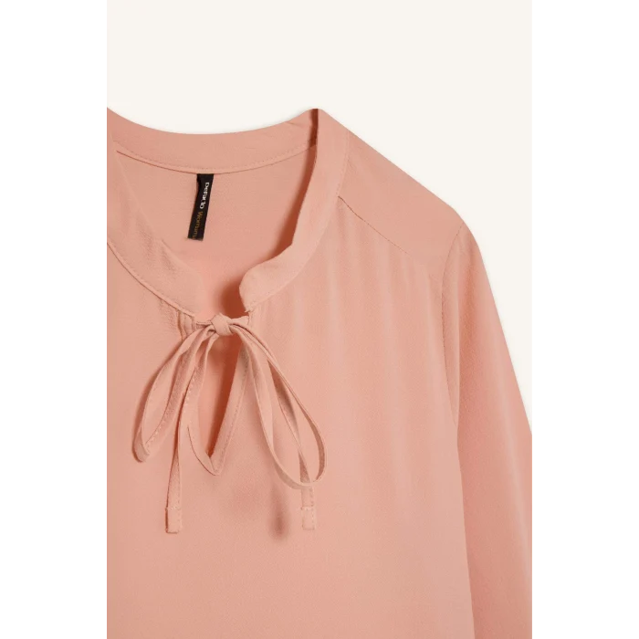 Defacto E6224 Bordo Apaş Yaka Basic Düz Uzun Kollu Bluz