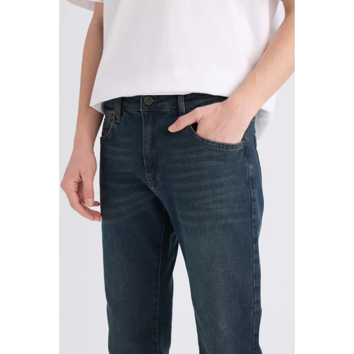 Defacto E5393 İndigo Sergio Regular Fit Normal Bel Boru Paça Jean Pantolon