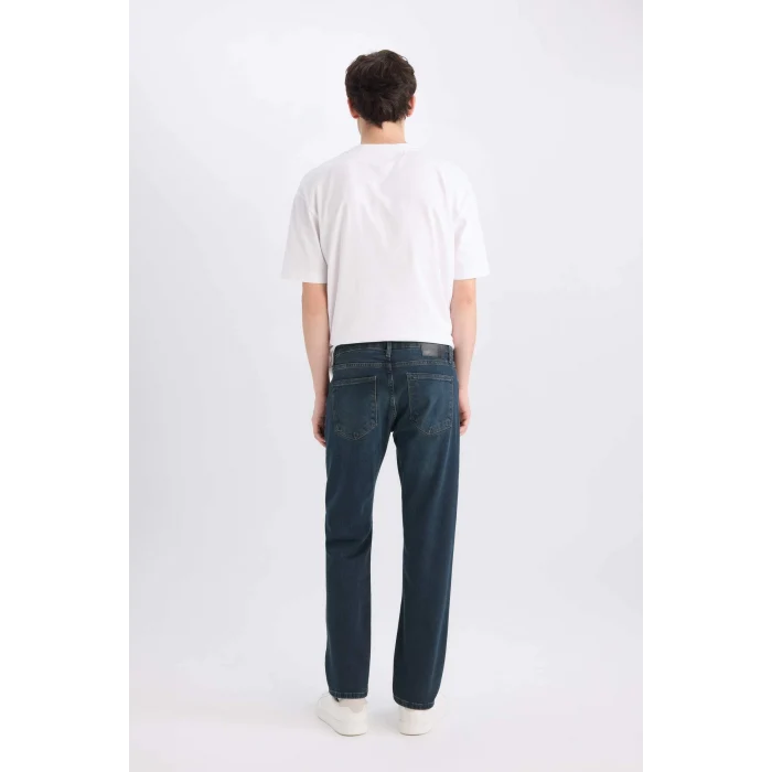 Defacto E5393 İndigo Sergio Regular Fit Normal Bel Boru Paça Jean Pantolon