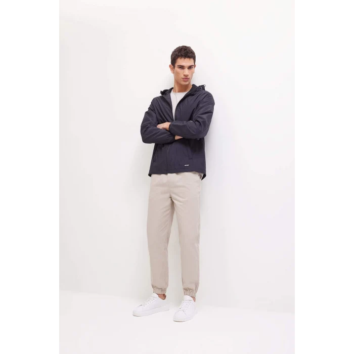 Defacto C5821 Siyah Su İtici Çift Taraflı Slim Fit Dar Kesim Kapüşonlu Fermuarlı Mevsimlik Baharlık Mont