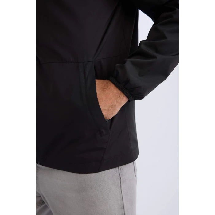 Defacto C5821 Siyah Su İtici Çift Taraflı Slim Fit Dar Kesim Kapüşonlu Fermuarlı Mevsimlik Baharlık Mont