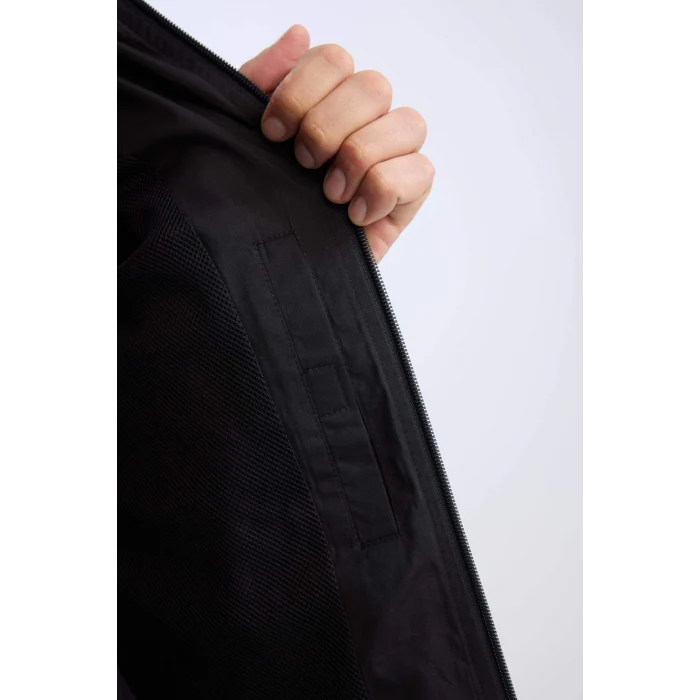 Defacto C5821 Siyah Su İtici Çift Taraflı Slim Fit Dar Kesim Kapüşonlu Fermuarlı Mevsimlik Baharlık Mont