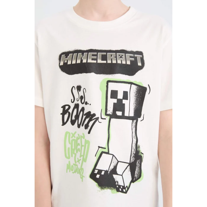 Defacto E3096 Beyaz Erkek Çocuk Bisiklet Yaka Kısa Kollu Tişört