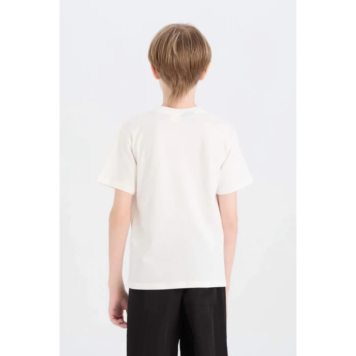 Defacto E3096 Beyaz Erkek Çocuk Bisiklet Yaka Kısa Kollu Tişört