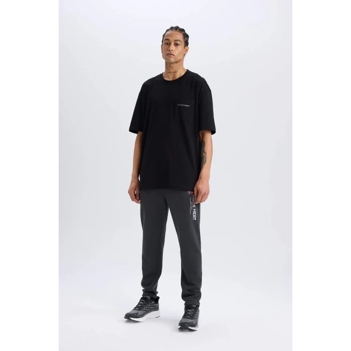 Defacto E0067 Siyah DeFactoFit NBA Miami Heat Oversize Geniş Kalıp Bisiklet Yaka Kısa Kollu Tişört