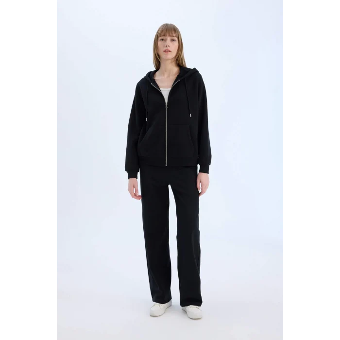 Defacto E6350 Siyah Straight Fit Cepli Esnek Belli Eşofman Altı