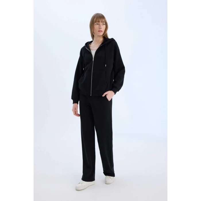 Defacto E6350 Siyah Straight Fit Cepli Esnek Belli Eşofman Altı