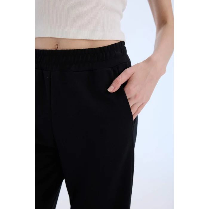 Defacto E6350 Siyah Straight Fit Cepli Esnek Belli Eşofman Altı