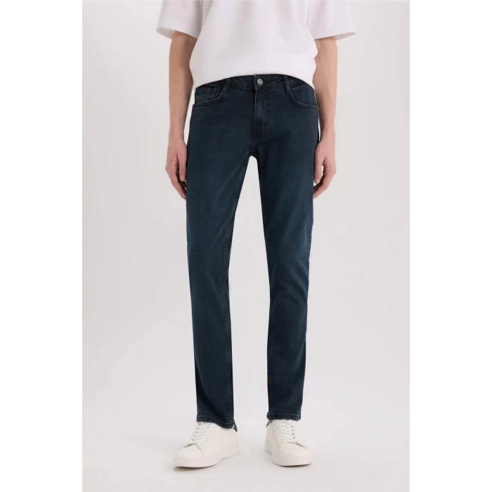 Defacto R8791 İndigo Pedro Slim Fit Dar Kalıp Normal Bel Dar Paça Jean Pantolon