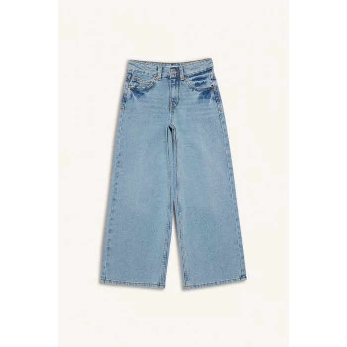 Defacto D7093 Mavi Kız Çocuk Wide Leg Geniş Paça Jean Pantolon