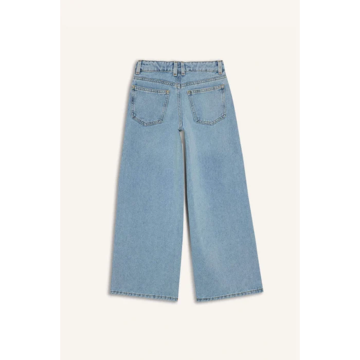 Defacto D7093 Mavi Kız Çocuk Wide Leg Geniş Paça Jean Pantolon