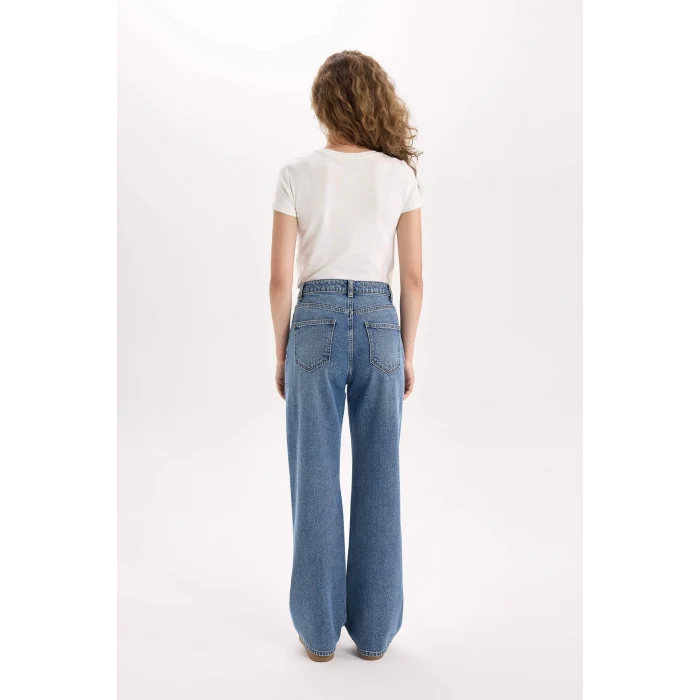 Defacto D7961 Mavi 90s Wide Leg Yüksek Bel Geniş Paça Uzun Jean Pantolon