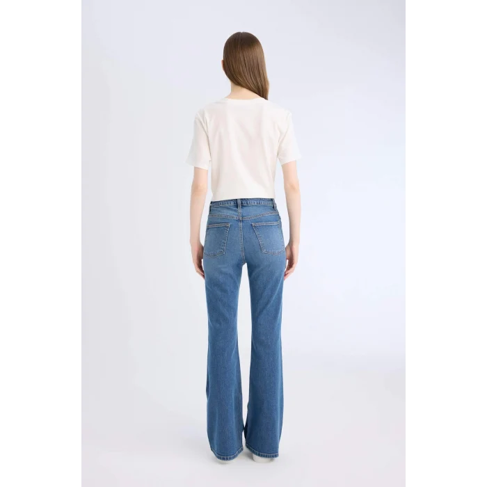 Defacto D6640 Mavi Mia Yüksek Bel Geniş Paça Jean Pantolon