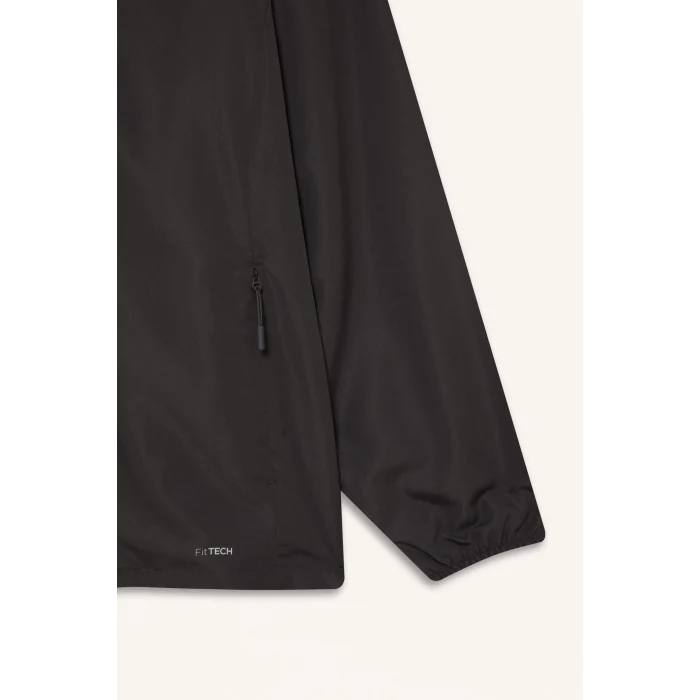 Defacto D6180 Antrasit DeFactoFit Su İtici Regular Fit Kapüşonlu File Astarlı Fermuarlı Dokuma Mevsimlik Baharlık Mont