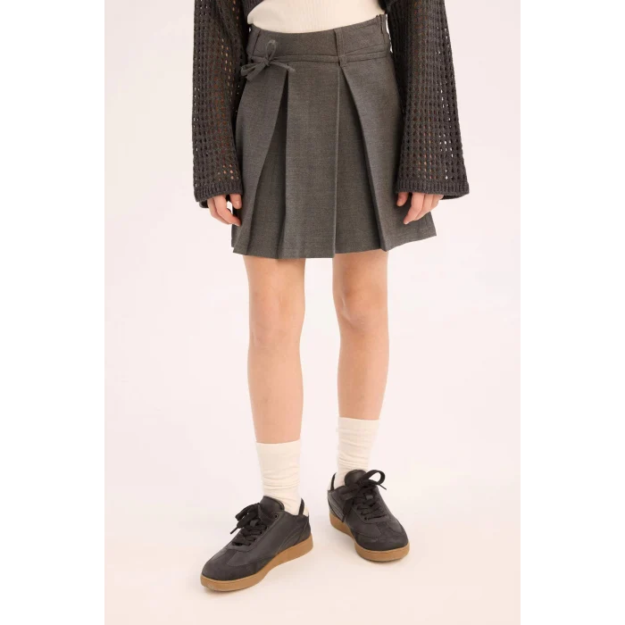 Defacto D9341 Gri Kız Çocuk Pileli Etek