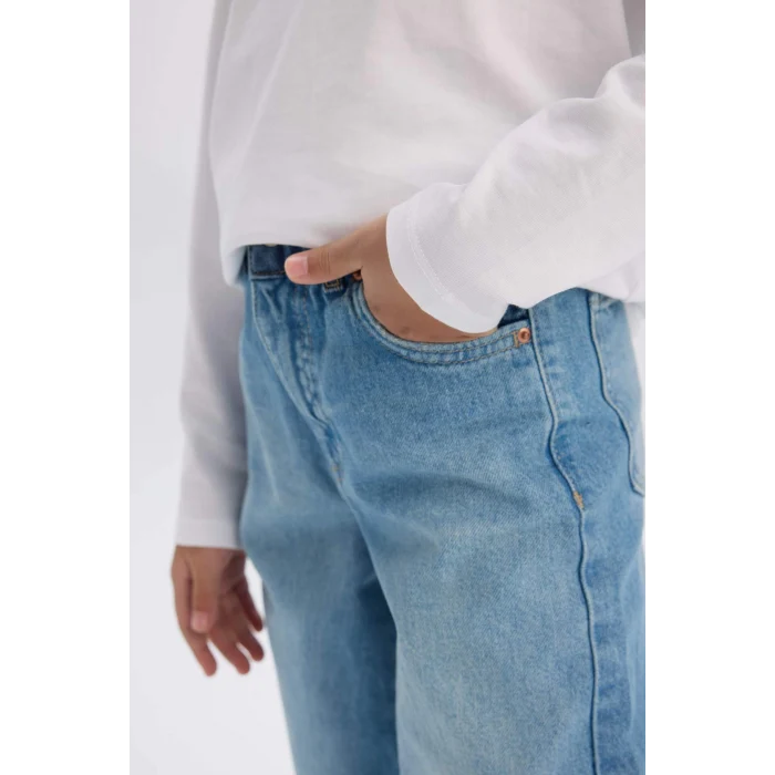 Defacto D9157 Mavi Kız Çocuk Wide Leg Geniş Paça Jean Pantolon