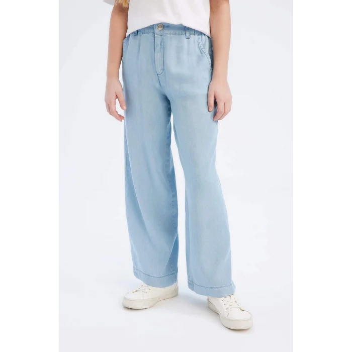 Defacto D7103 Mavi Kız Çocuk Wide Leg Geniş Bol Paça Jean Pantolon