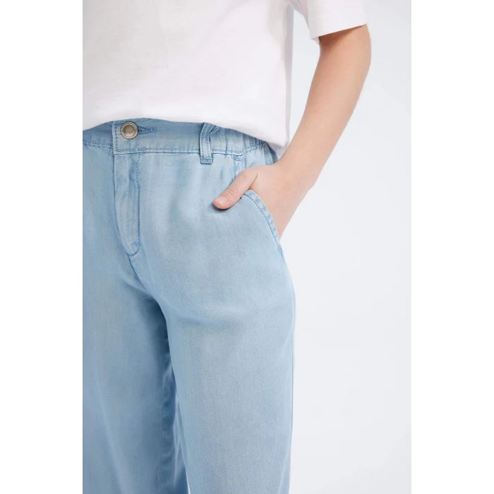 Defacto D7103 Mavi Kız Çocuk Wide Leg Geniş Bol Paça Jean Pantolon