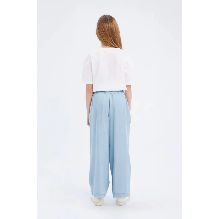 Defacto D7103 Mavi Kız Çocuk Wide Leg Geniş Bol Paça Jean Pantolon