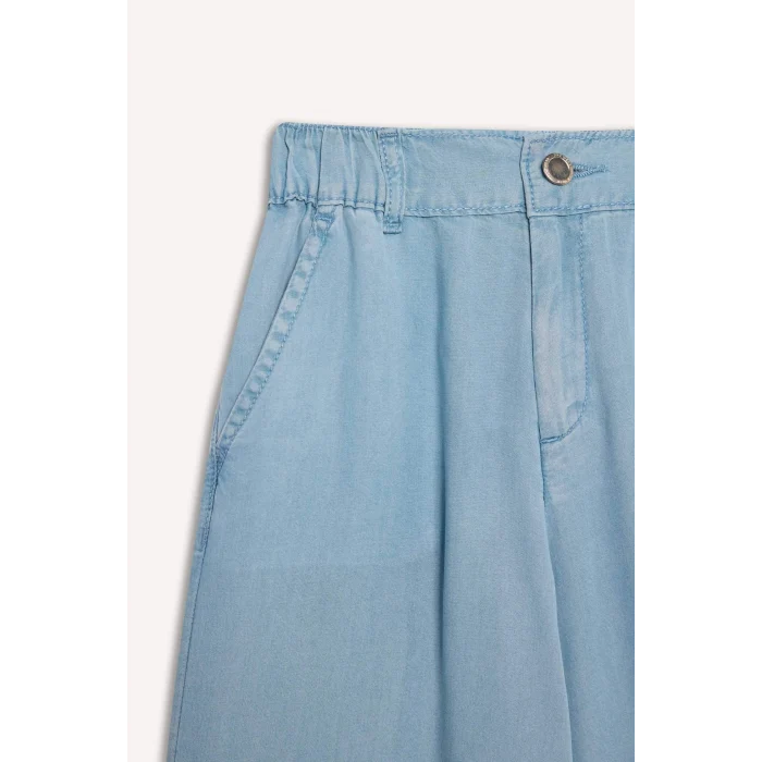 Defacto D7103 Mavi Kız Çocuk Wide Leg Geniş Bol Paça Jean Pantolon